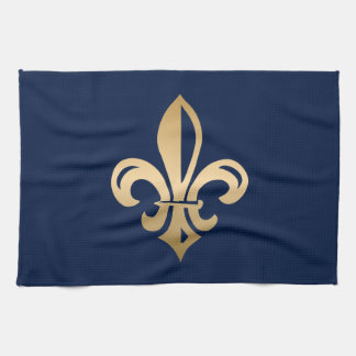 Linge De Cuisine La luxueuse Gold Fleur de Lis Navy