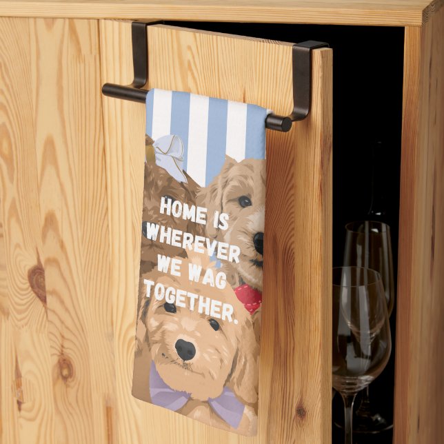 Linge De Cuisine 'La maison est où nous remuons ensemble' Bleu et b (Pliage en tiers)