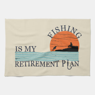 Linge De Cuisine La pêche est mon plan de retraite drôle retraité