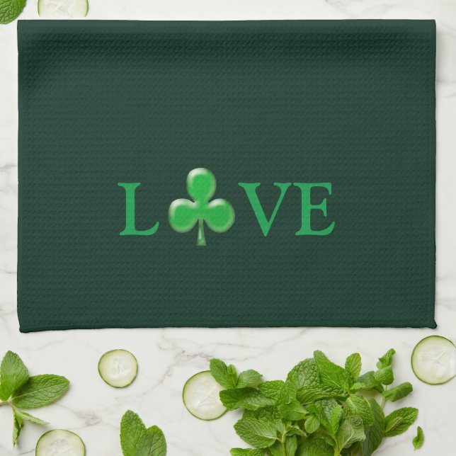 Linge De Cuisine La Saint-Patrick amour irlandais trèfle shamrock v (Plié)