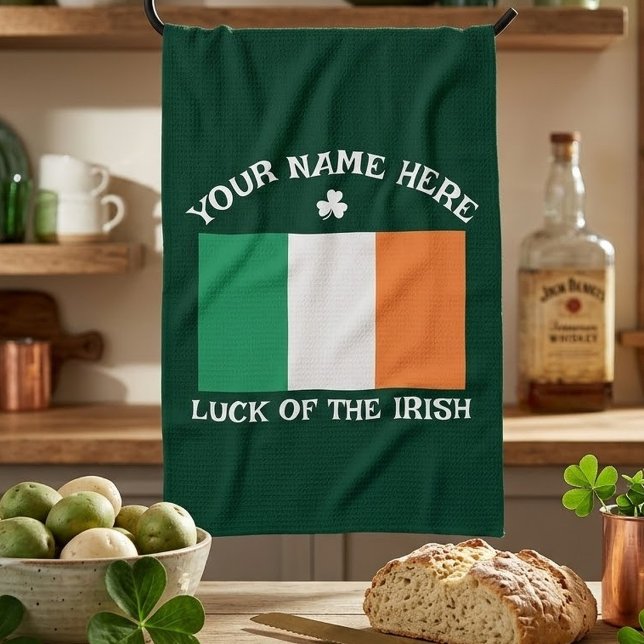 Linge De Cuisine La Saint-Patrick Drapeau Irlande Nom Personnalisé  (Créateur téléchargé)