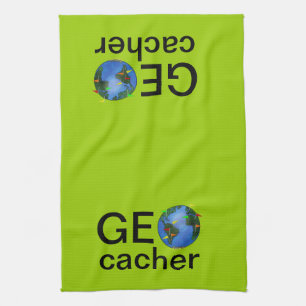 Linge De Cuisine La terre de Geocacher avec la coutume de