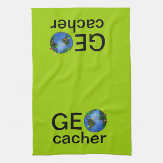 Linge De Cuisine La terre de Geocacher avec la coutume de