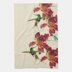 Linge De Cuisine La tulipe d'oiseaux de colibri fleurit la