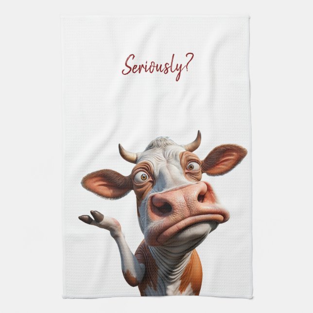 Linge De Cuisine La vache sotte - "Sérieusement ?" Conception amusa (Vertical)