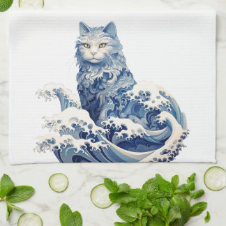 Linge De Cuisine La Vague De Chat Au Large De Kanagawa