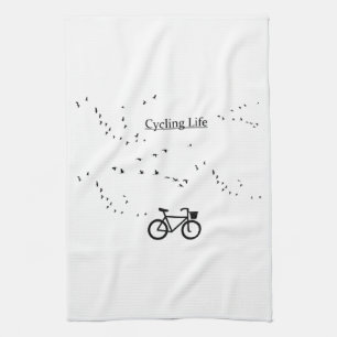 Linge De Cuisine La vie cycliste libre que l'oiseau Art noir et bla