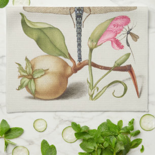 Linge De Cuisine La vie du jardin, Libellule, Poire, Œillet et Inse