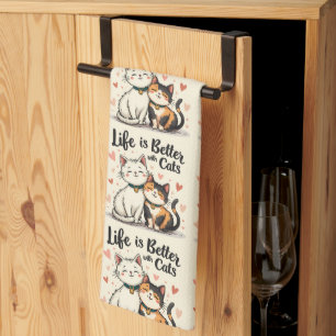 Linge De Cuisine La vie est meilleure avec des chats esthétique de