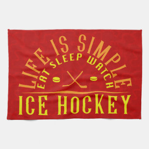 Linge De Cuisine La Vie Est Simple Manger Veille Du Sommeil Hockey 