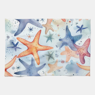 Linge De Cuisine La vie marine étoiles de mer aquarelle 