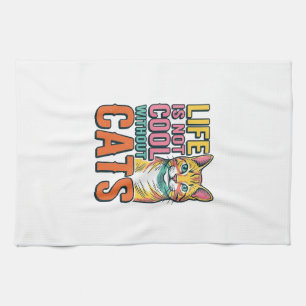 Linge De Cuisine La vie n'est pas cool sans chats T-shirt vintage p