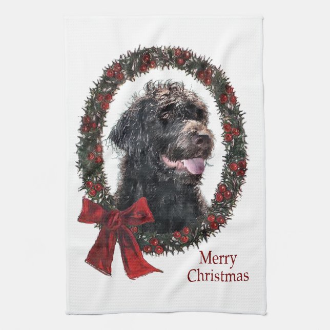 Linge De Cuisine Labradoodle Cadeaux de Noël (Vertical)