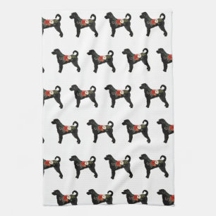 Linge De Cuisine Labradoodle Chien race Boho Floral Silhouette