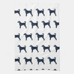 Linge De Cuisine Labradoodle Chien race Silhouette Aquarelle noire