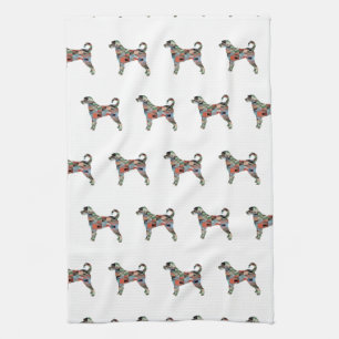 Linge De Cuisine Labradoodle Chien race Silhouette Geo Plaid