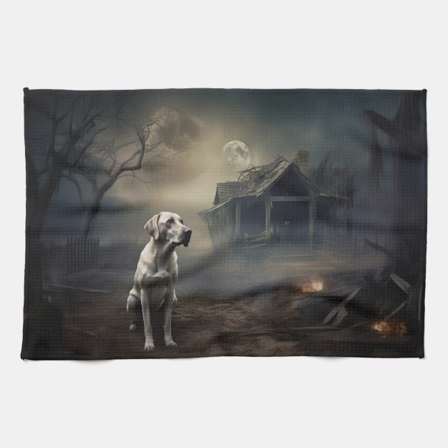 Linge De Cuisine Labrador Halloween Épouvantable (Horizontal)