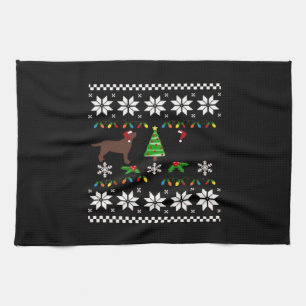 Linge De Cuisine Labrador noir et Labrador chocolat Joyeux Noël