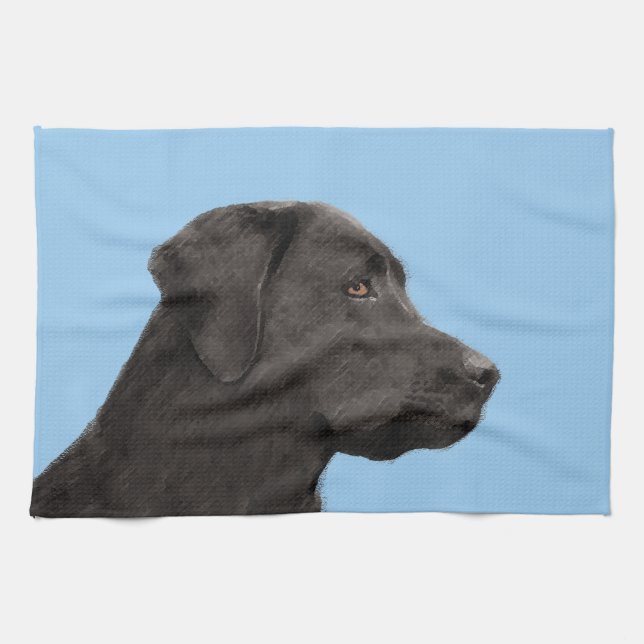 Linge De Cuisine Labrador Retriever Black Peinture Original Chien A (Horizontal)