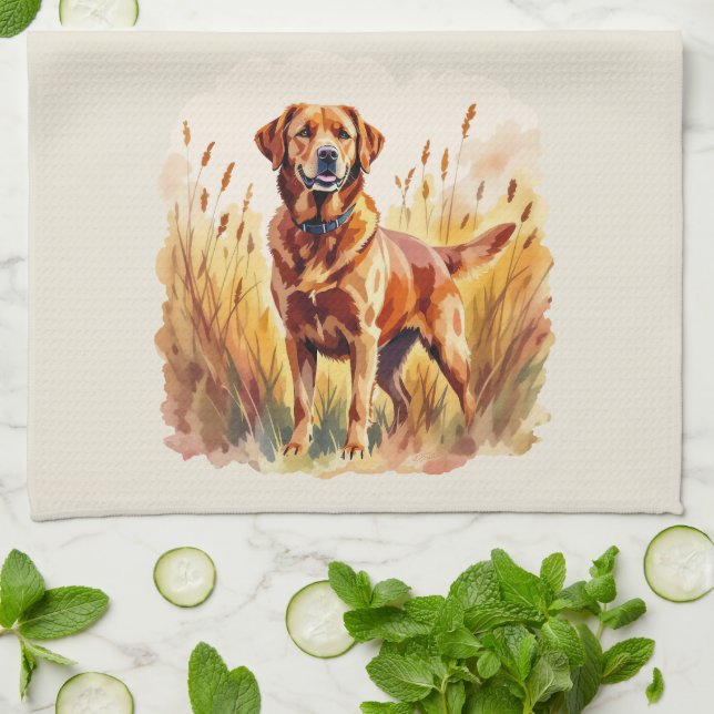 Linge De Cuisine Labrador Retriever Chien Rouge Renard (Plié)