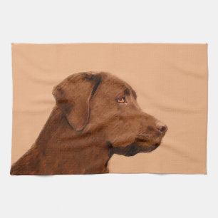 Linge De Cuisine Labrador Retriever (Chocolat) Peinture - Chien Art