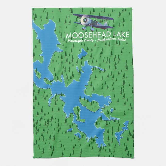 Linge De Cuisine Lac Moosehead, Piscataquis Carte du Comté Kitchen  (Vertical)