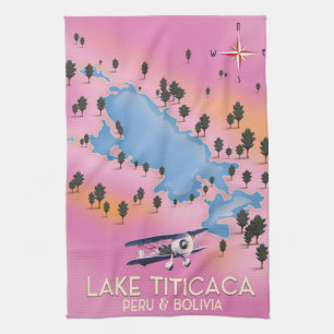 Linge De Cuisine Lac Titicaca, Pérou, Bolivie carte du lac art de v