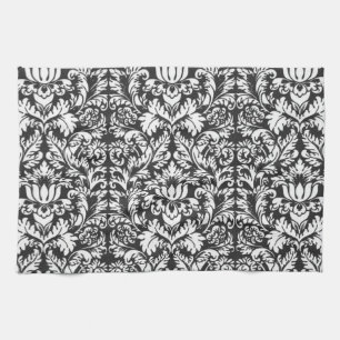 Linge De Cuisine Lace noir blanc Damas Brocade