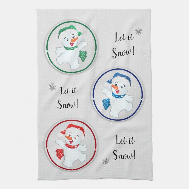 Linge De Cuisine Laisser neiger hiver Snowmen dessin (Vertical)