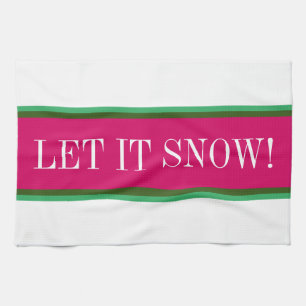 Linge De Cuisine LAISSEZ-LA NEIGE AMUSANTE Bright Pink Vert Blancs