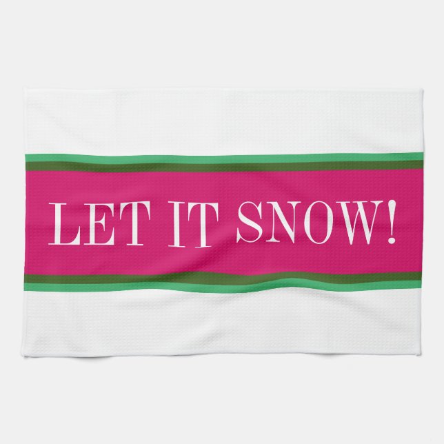 Linge De Cuisine LAISSEZ-LA NEIGE AMUSANTE Bright Pink Vert Blancs (Horizontal)