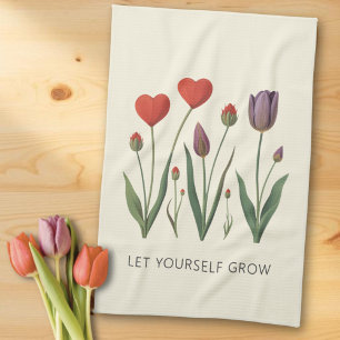 Linge De Cuisine Laissez-vous grandir Fleur de cœur Tulipes Art