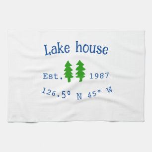 Linge De Cuisine Lake house et. Date année coordonnées personnalisé