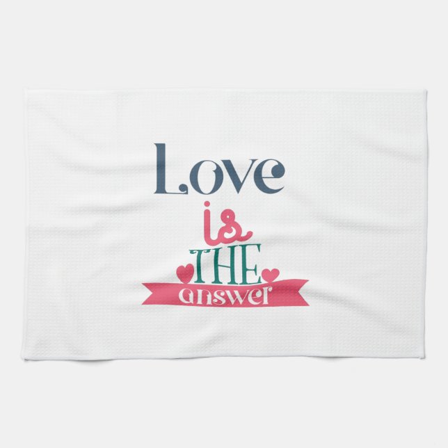 Linge De Cuisine L'Amour Cadeau Couple Est La Réponse (Horizontal)