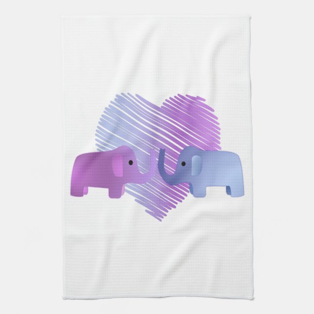 Linge De Cuisine L'amour des éléphants (Vertical)