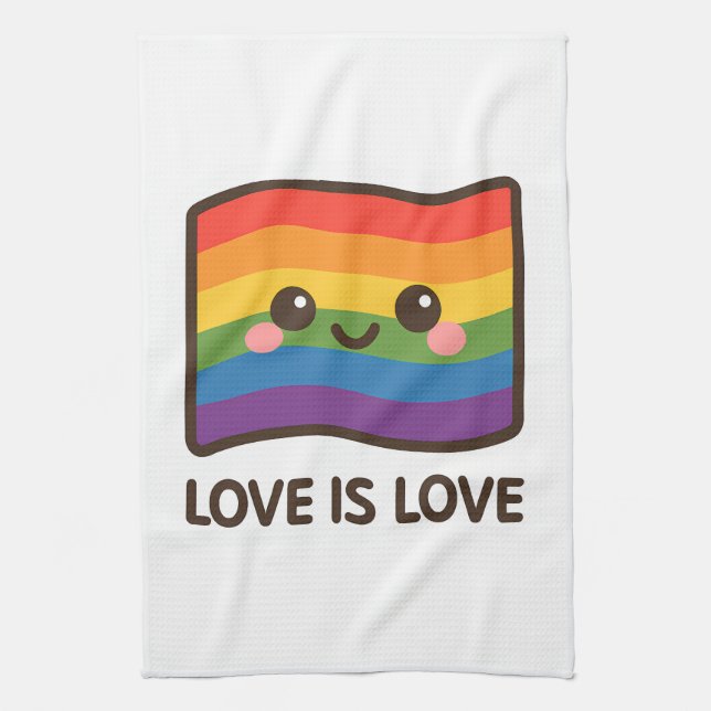 Linge De Cuisine L'amour est l'amour - Kawaii Rainbow Design (Vertical)