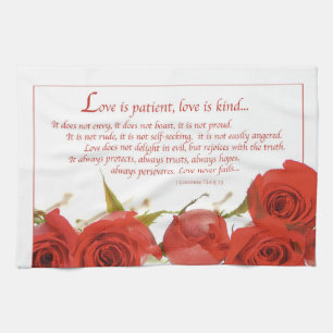 Linge De Cuisine L'amour est une rose rouge patiente