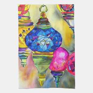 Linge De Cuisine Lampes turques mosaïque aquarelle art