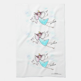 Linge De Cuisine L'ange bleu souriant qui apporte le coeur de l'amo
