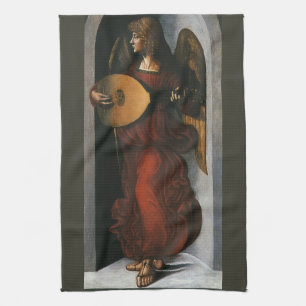 Linge De Cuisine L'ange en rouge jouant du luth de Léonard de Vinci