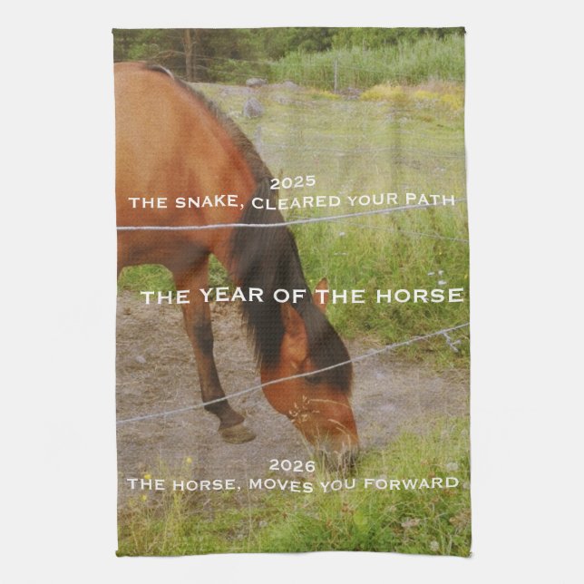 Linge De Cuisine L'année du Cheval, citation 2026  (Vertical)