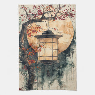 Linge De Cuisine Lanterne au clair de lune Sumi-E Aquarelle (2)