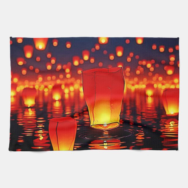 Linge De Cuisine Lanternes flottantes d'espoir (Horizontal)