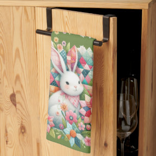 Linge De Cuisine Lapin avec courtepointe et fleurs