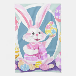 Linge De Cuisine lapin avec oeufs de pâques