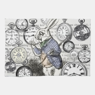 Linge De Cuisine Lapin Blanc Alice au Pays des Merveilles Horloges 