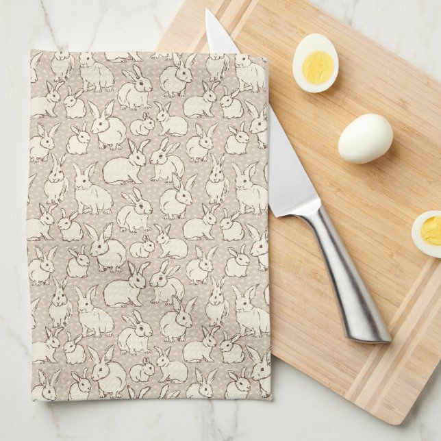 Linge De Cuisine Lapin Céleste lapins Bonanza - motif. (Quart Plié)
