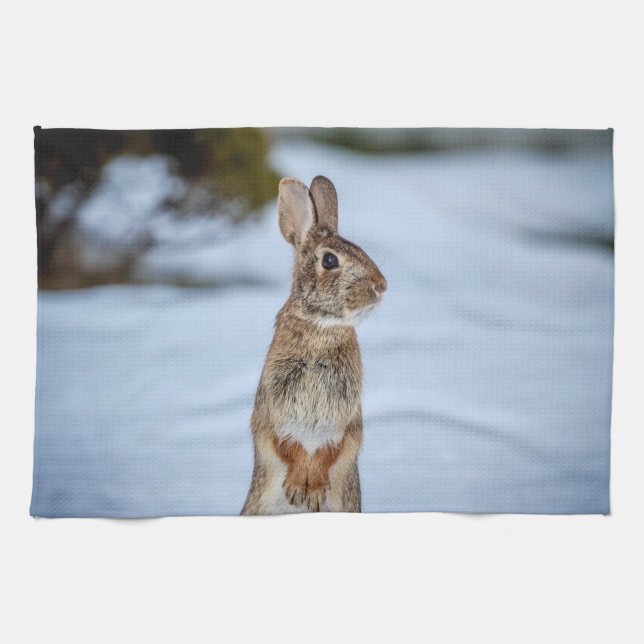 Linge De Cuisine Lapin dans la neige (Horizontal)