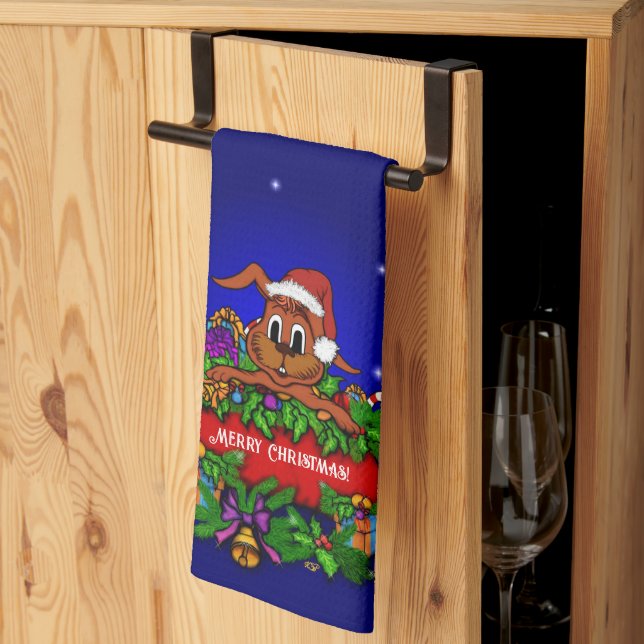 Linge De Cuisine Lapin de Noël (Pliage en tiers)