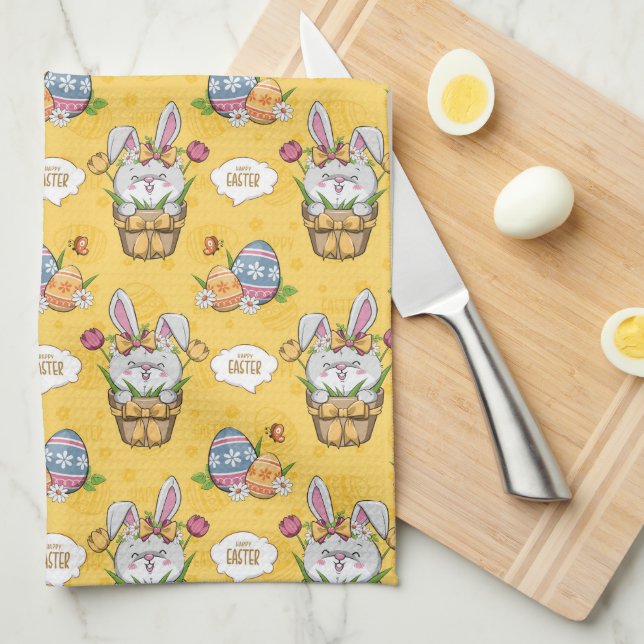 Linge De Cuisine Lapin de Pâques mignon (Quart Plié)